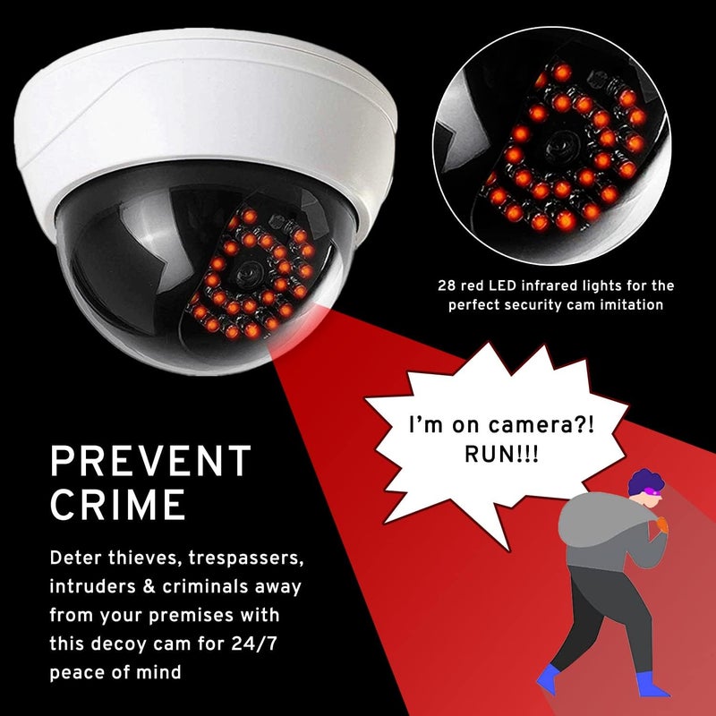 MaximalPower Fake CCTV Security Dummy Dome Camera with Red LED Light for Home, Shop, Business, etc. (4 Pack) - Image 4